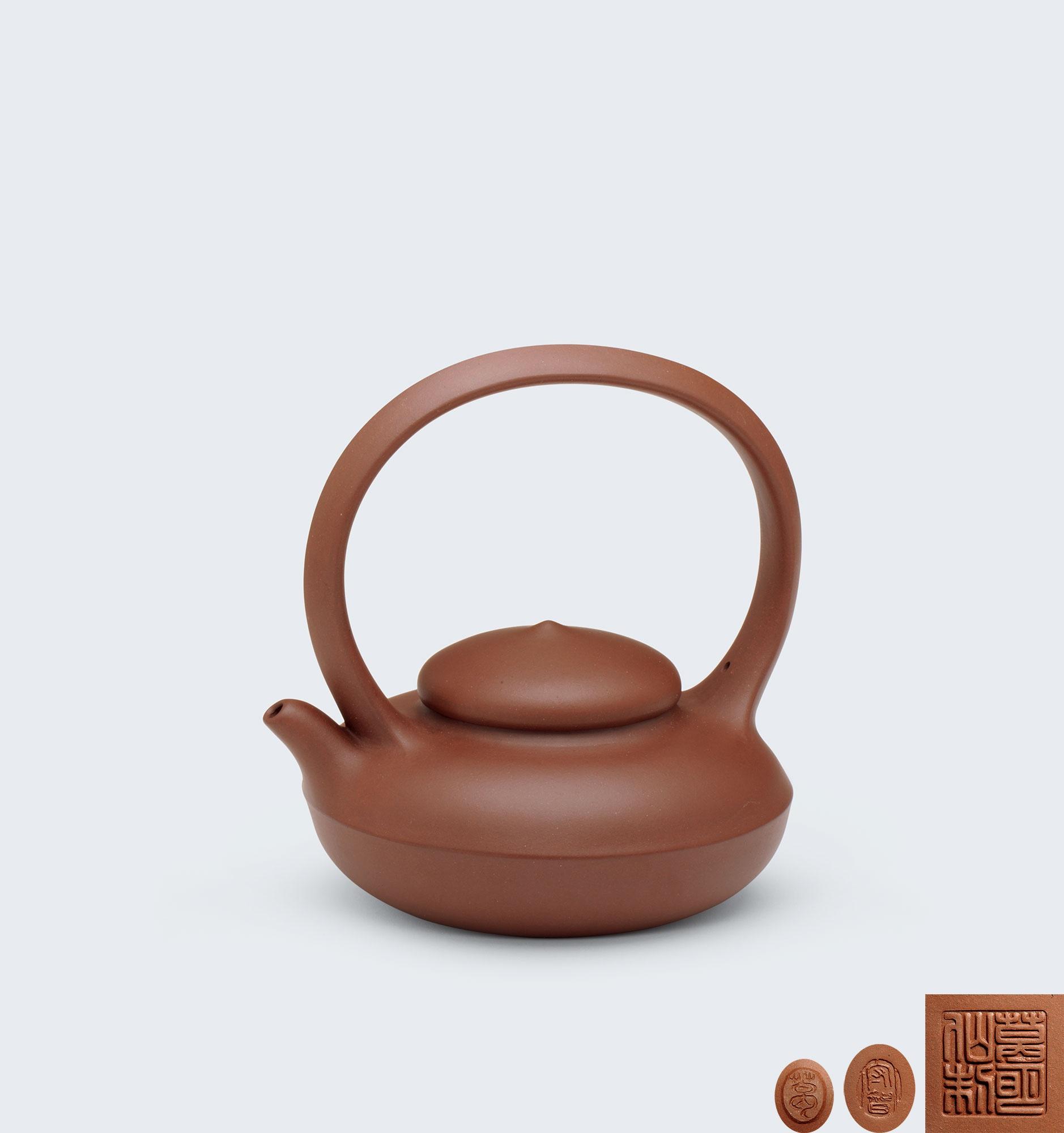 当代 张守智葛明仙合作柿圆壶