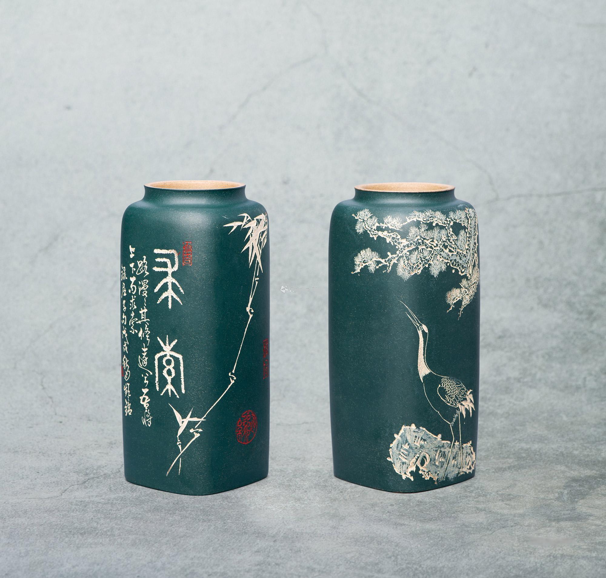 许频频  四方花插对组
