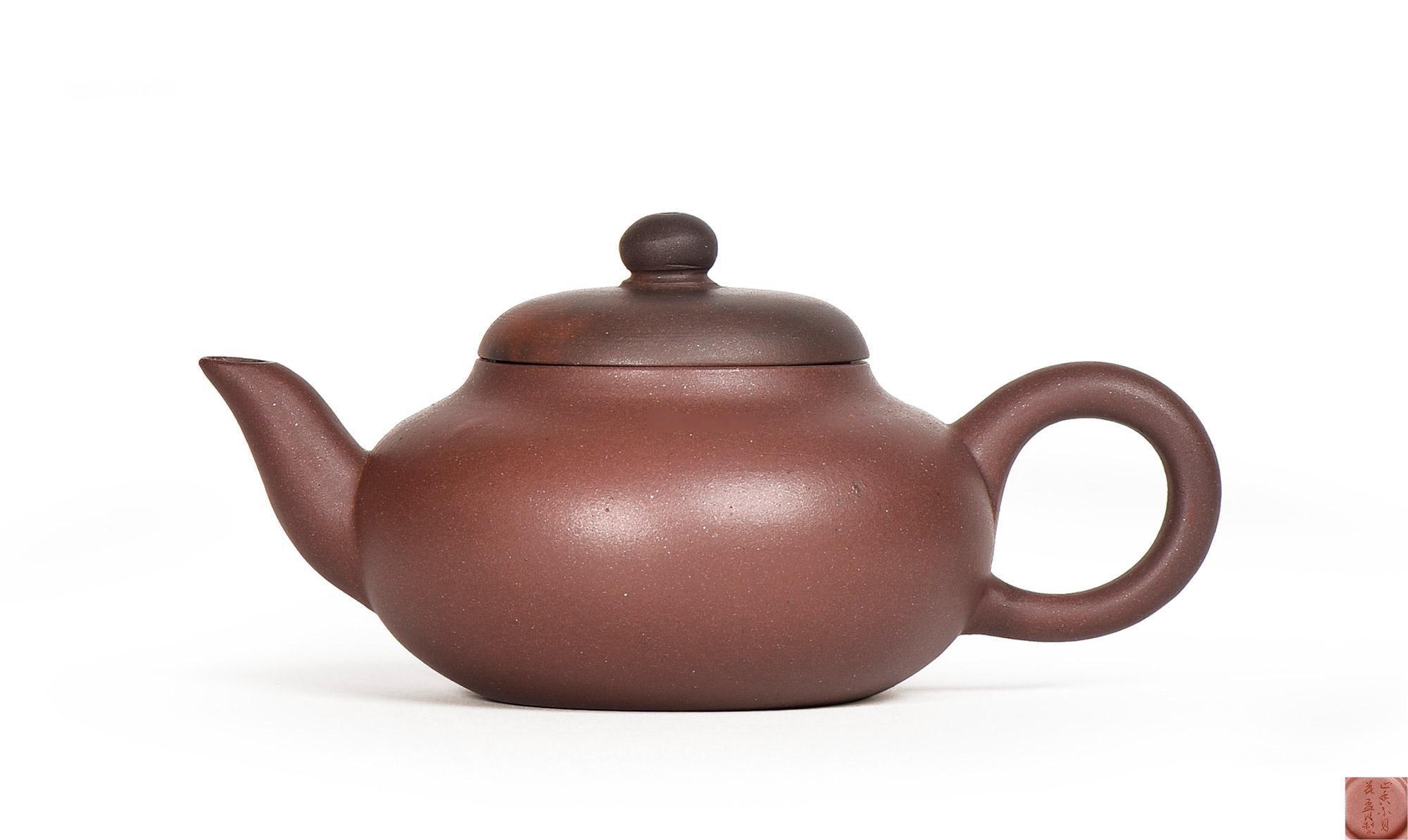 清晚期 诗句孟臣款紫泥圆壶