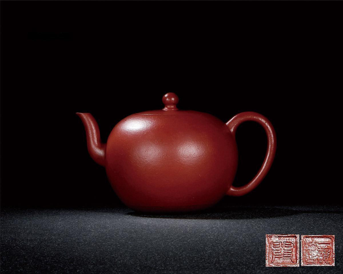 当代 郑丽霞制朱泥康熙圆珠壶