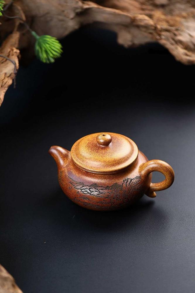周建春 原创 黄金砂 柴烧仿古壶