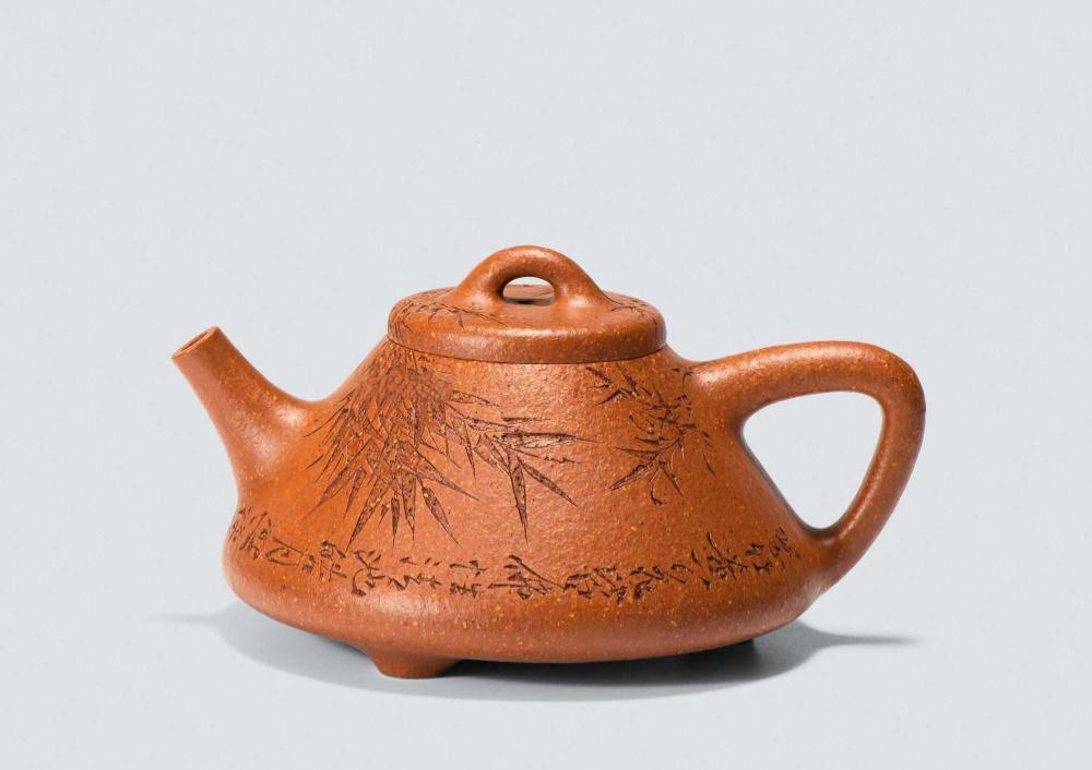 段云飞制黄松刻绘  子冶石瓢