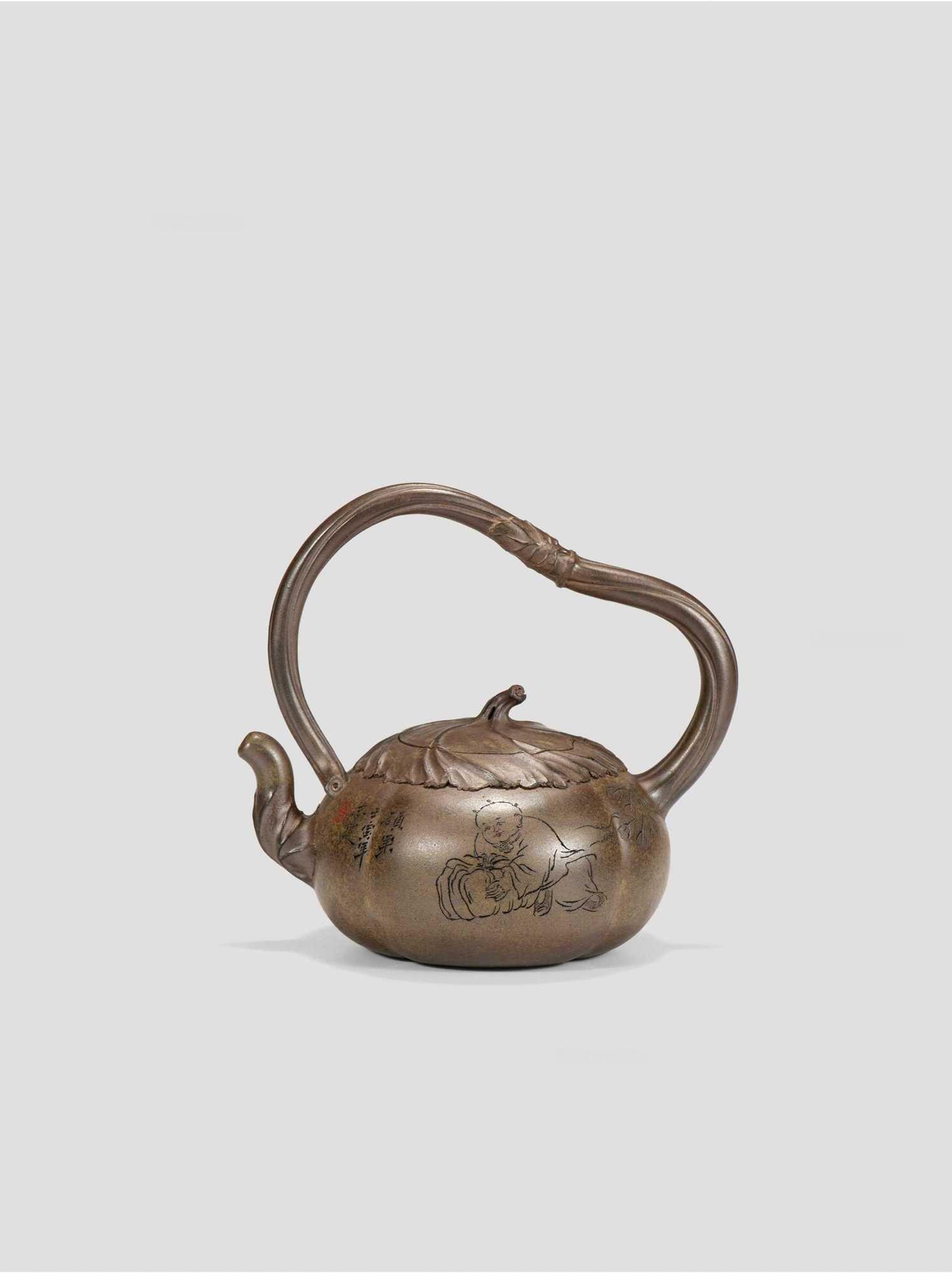 刘红仙制志健刻 茄瓜提梁