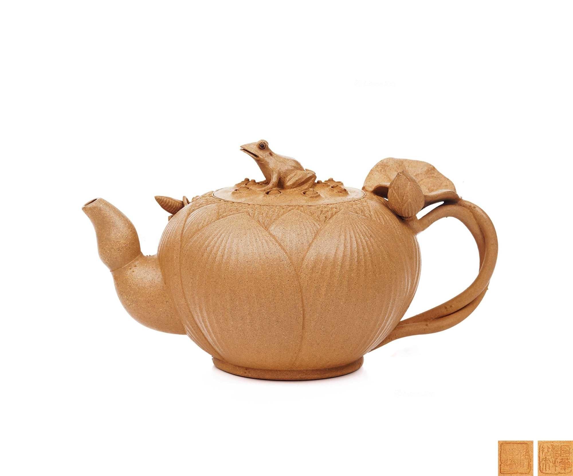 范国华制夜色蛙莲壶