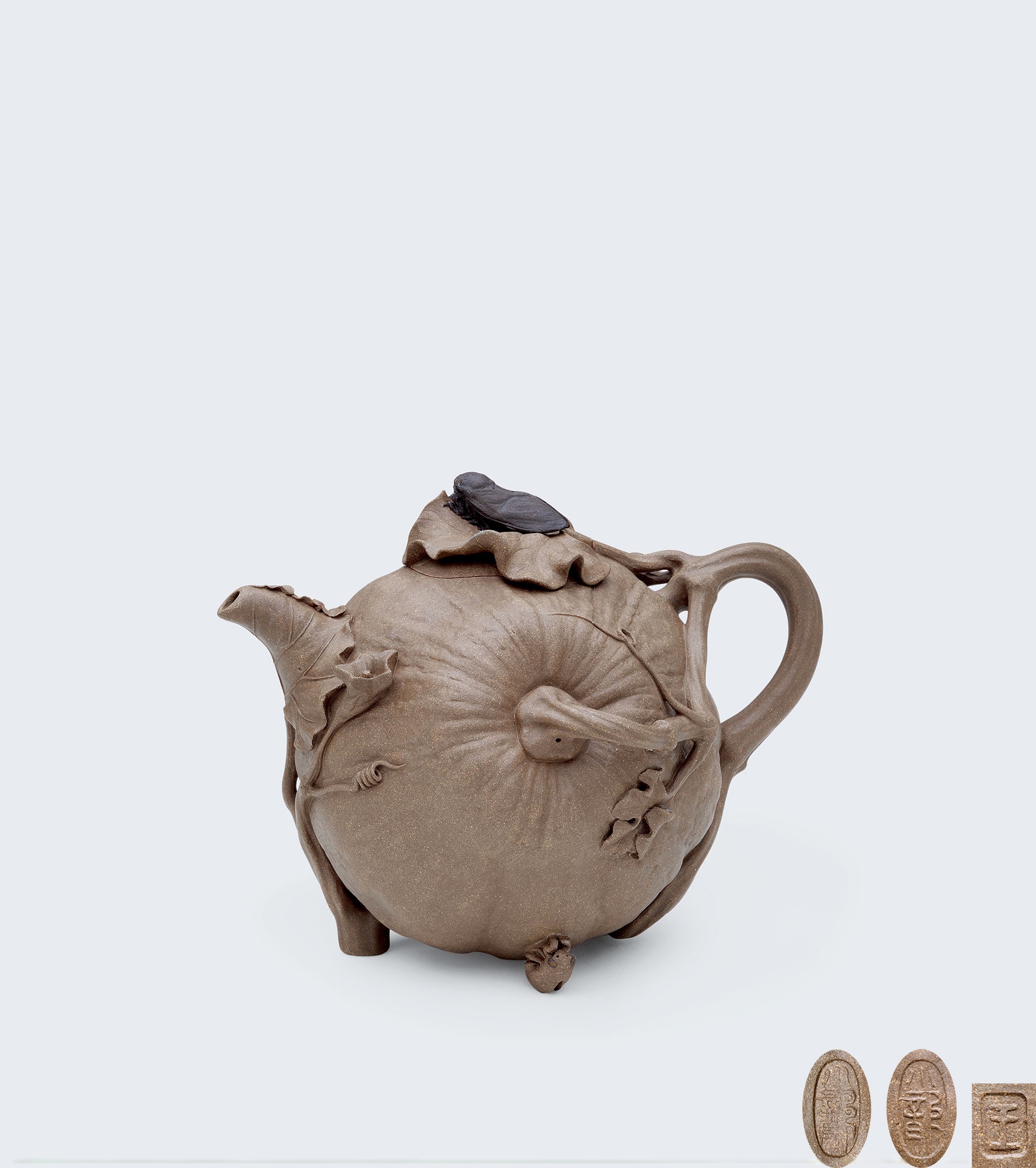 当代 王小龙制蝉鸣南瓜壶
