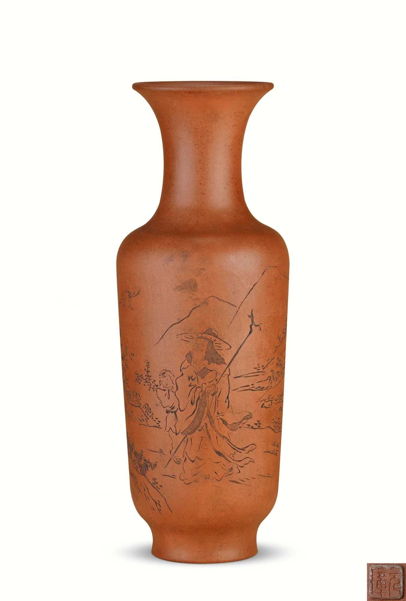 1881年作 卢元璋制 梅妻鹤子纹瓶
