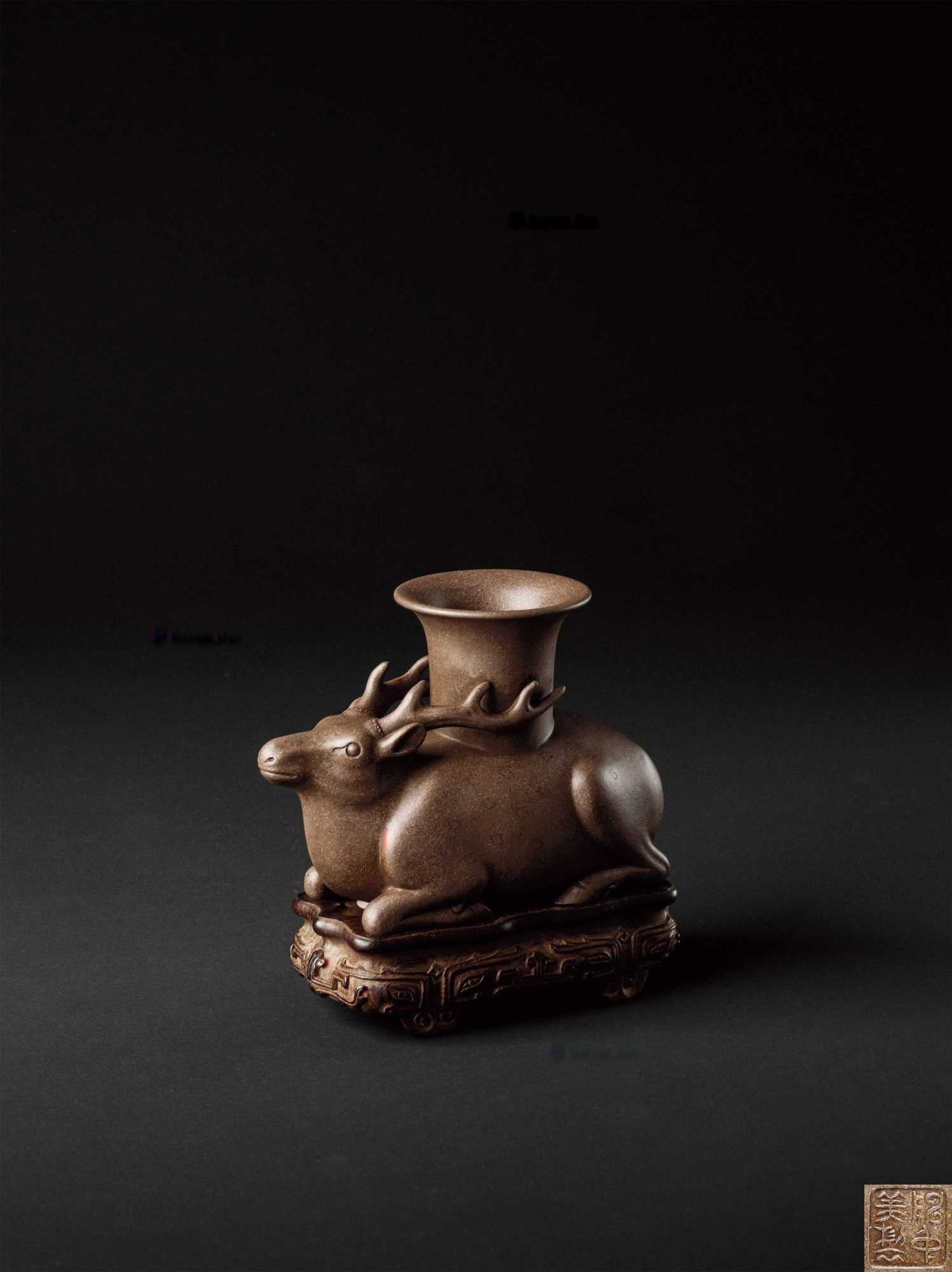 陈仲美 明 杜月笙旧藏 仿古鹿头尊