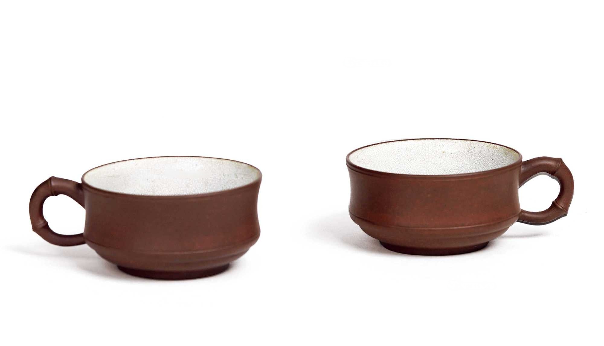 顾景舟制双线竹鼓对杯