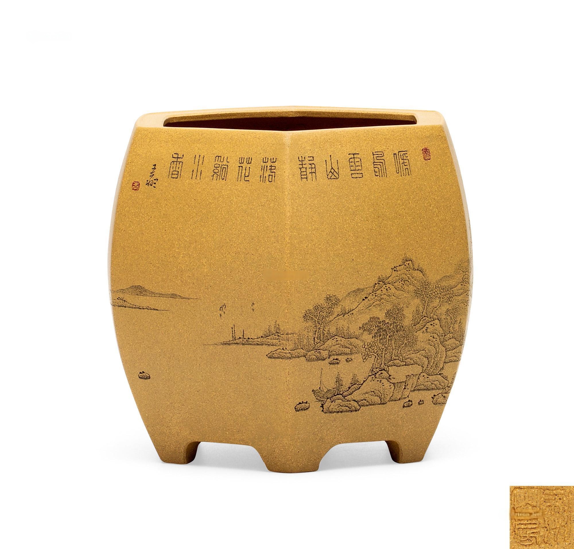 王翔·六方山水笔筒