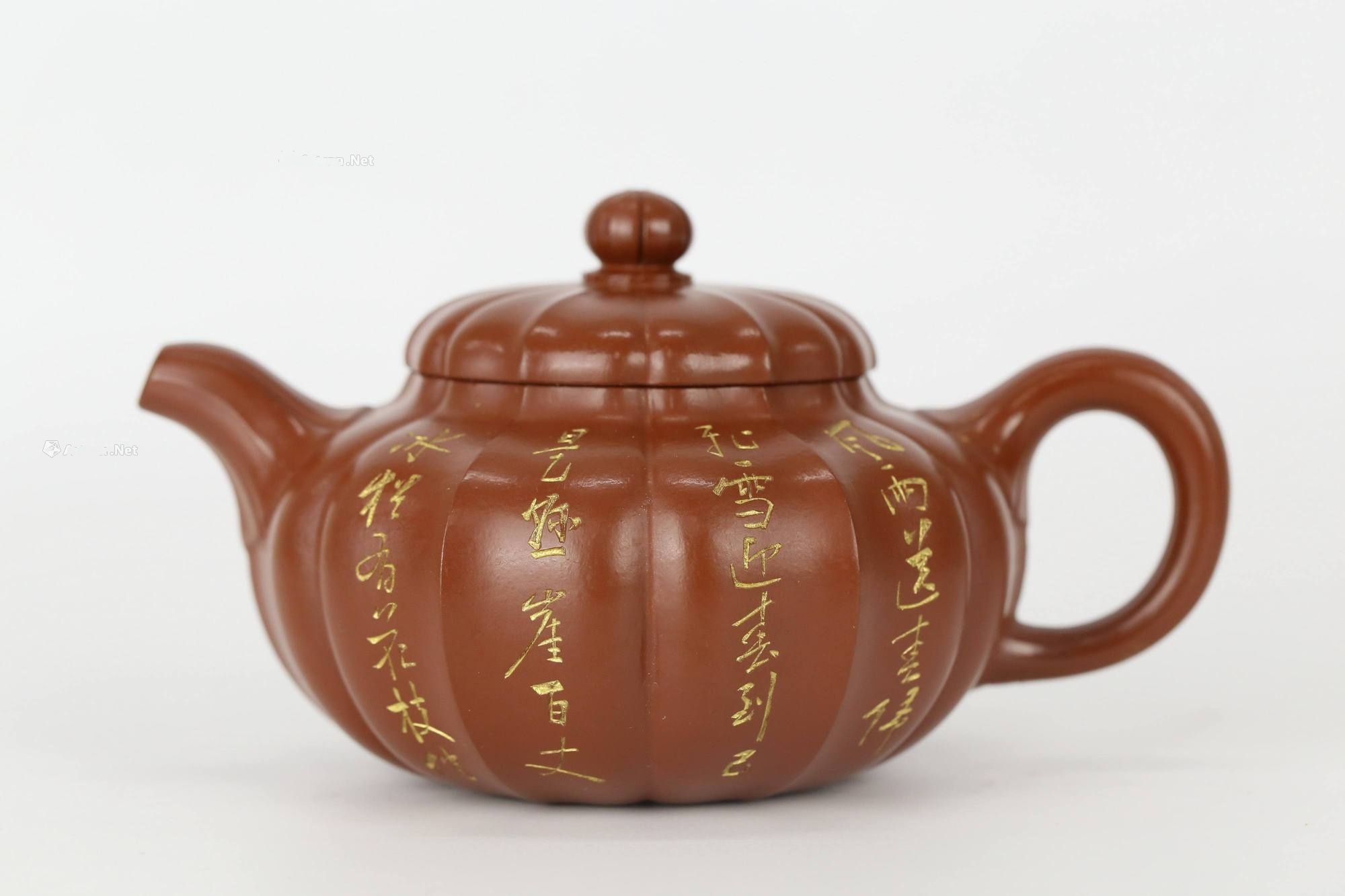 周建春 筋纹柿圆壶 朱泥