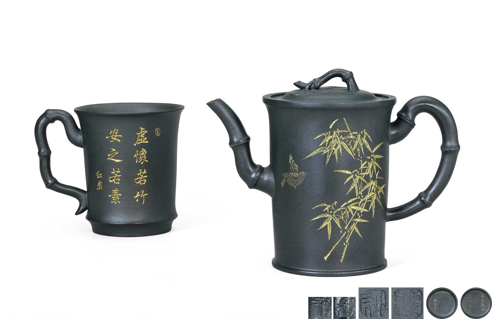 当代 许云飞制红岩刻竹韵套组 （两件）