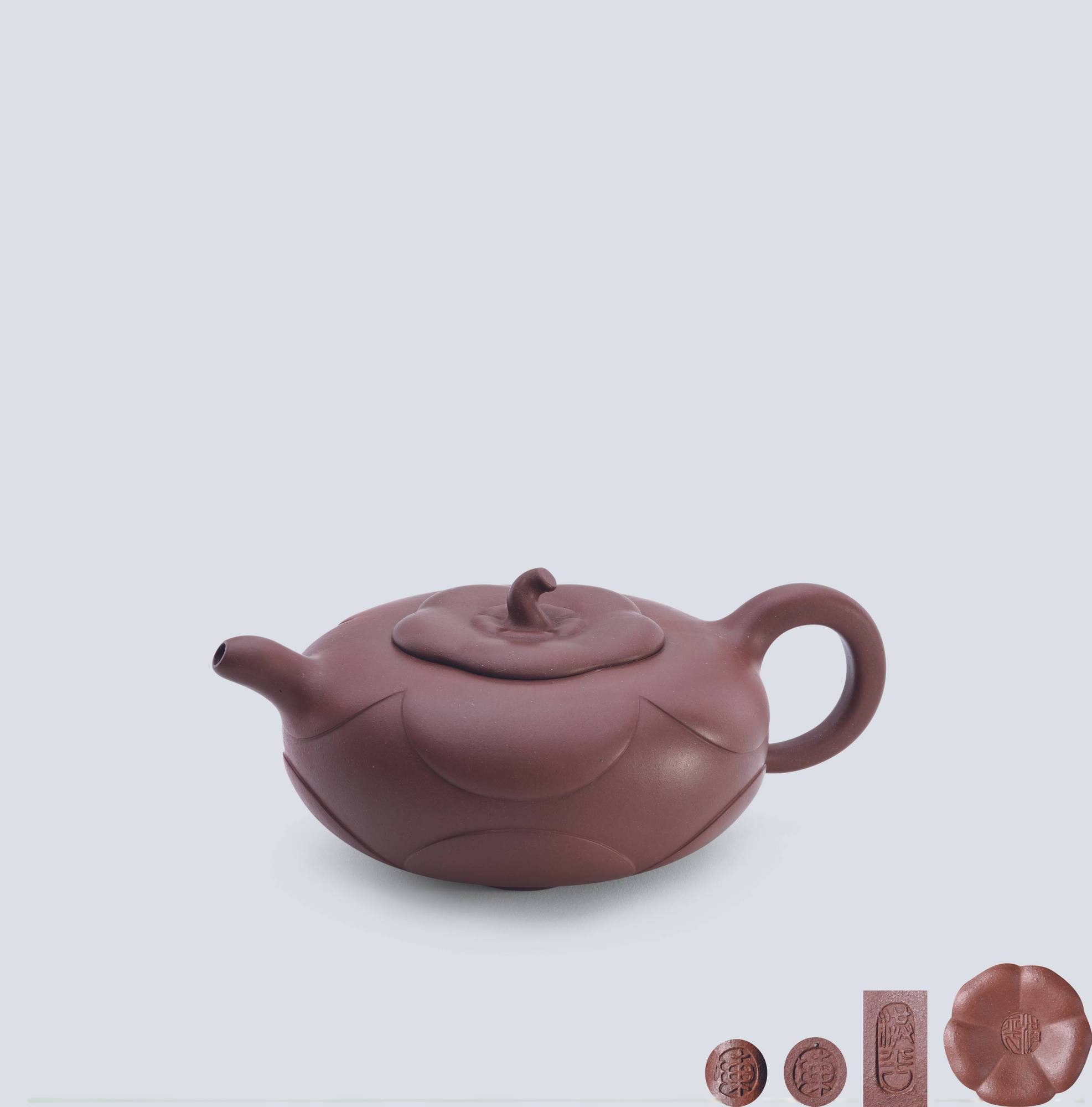 当代 陈洪平制梅瓣柿子壶