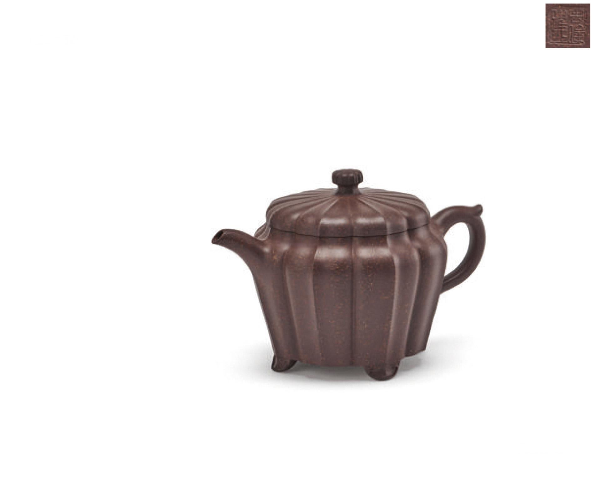 当代 周俊跃制 茂林菊瓣壶