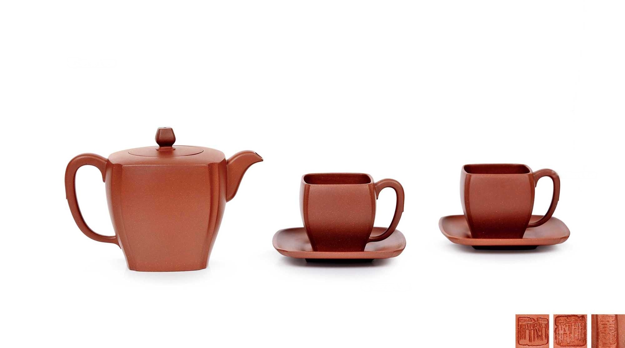 黄丽萍制四方抽角茶具套组 （五件）